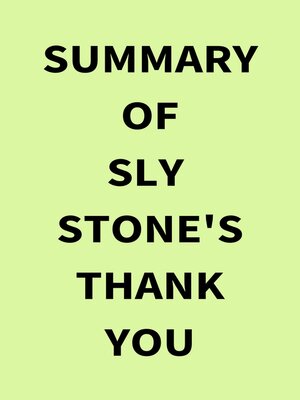cover image of Summary of Sly Stone's Thank You